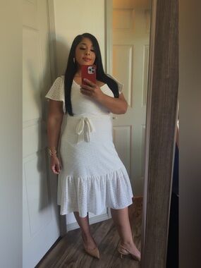 Elegant White Eyelet Dress